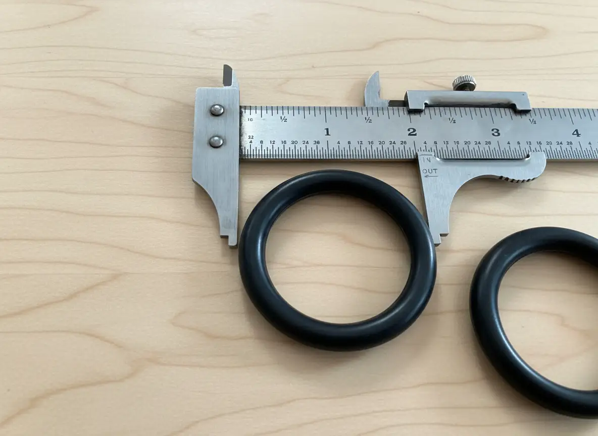 O-Ring Seal on Wooden Table - Precision Rubber Gasket for Industrial Applications