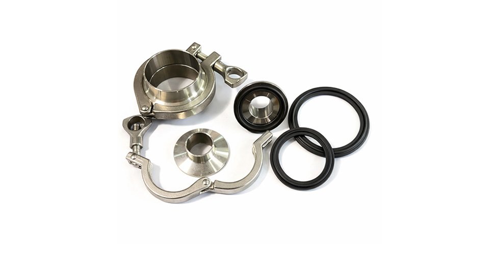 Variety of Tri-Clamp gasket materials including Silicone, PTFE, and EPDM for sanitary connections-QZSEALS