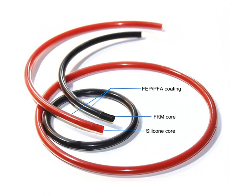 Encapsulated O ring with FEP PFA sheath and silicone core for chemical resistance